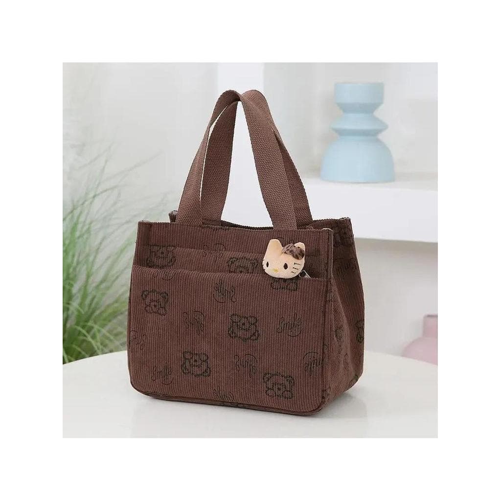 2025 novo estilo bolsa de mamãe retrô bolsa de veludo ins simples passeio estudante bolsa de almoço de trabalho LX