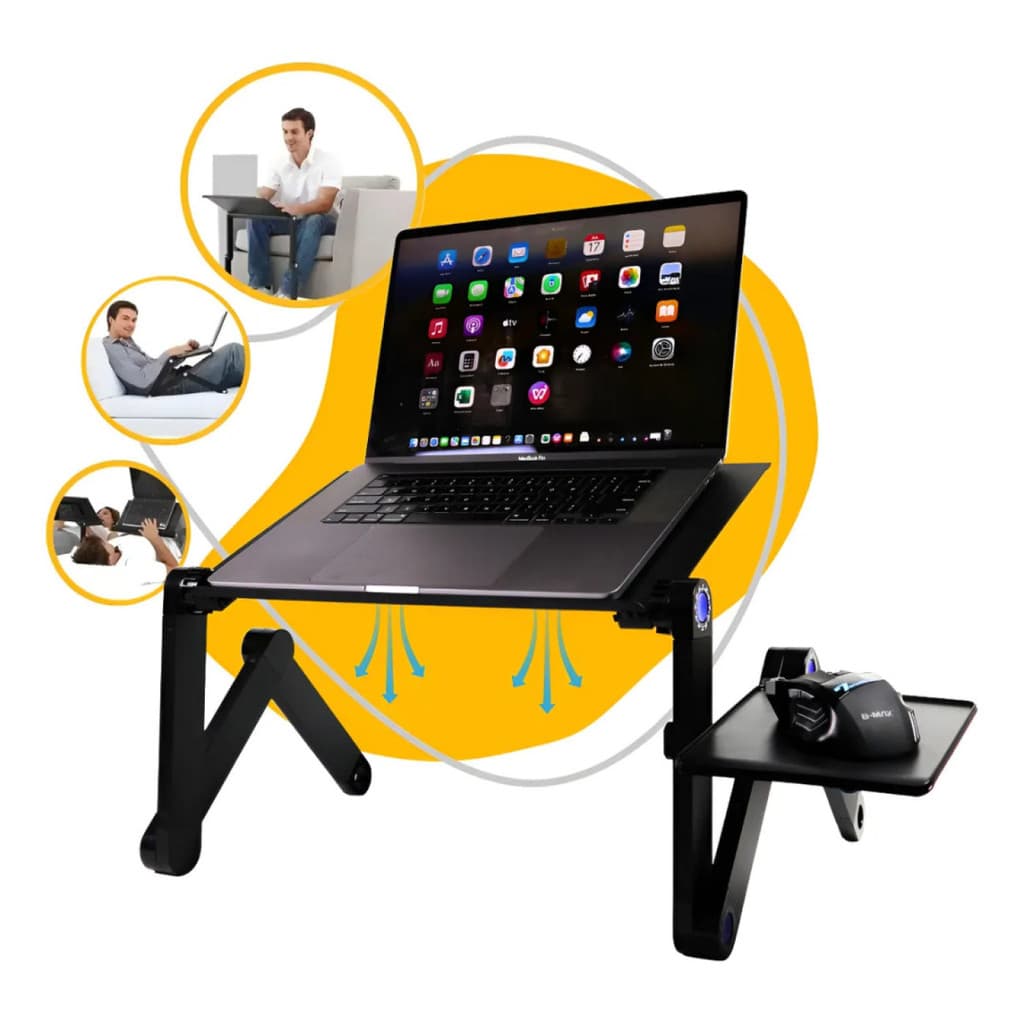 Mesa Notebook Cama Dobrável Cooler Mouse Pad Suporte Sofá