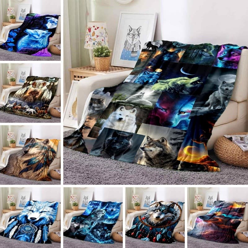 Tamanho Personalizado Lobo Lance Cobertor Tribal Sonho Apanhador Multi-Purpose Macio Presente Para Adultos Crianças