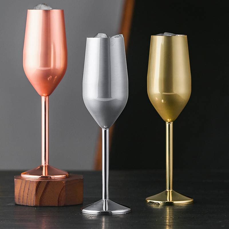 TSBR 220ml Taças De Aço Inoxidável Vidro Vermelho Suco Bebida Champanhe Taça Festa Barware Cozinha Drinkware .