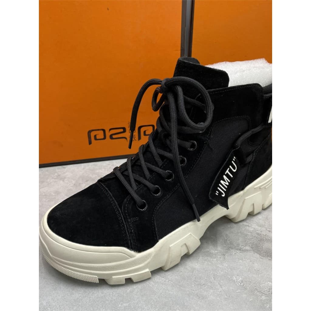3536 Botas Martin de Lona Mulheres Primavera Outono Novo Estilo Botas Únicas Estilo Britânico Influenciador de Sola Gros