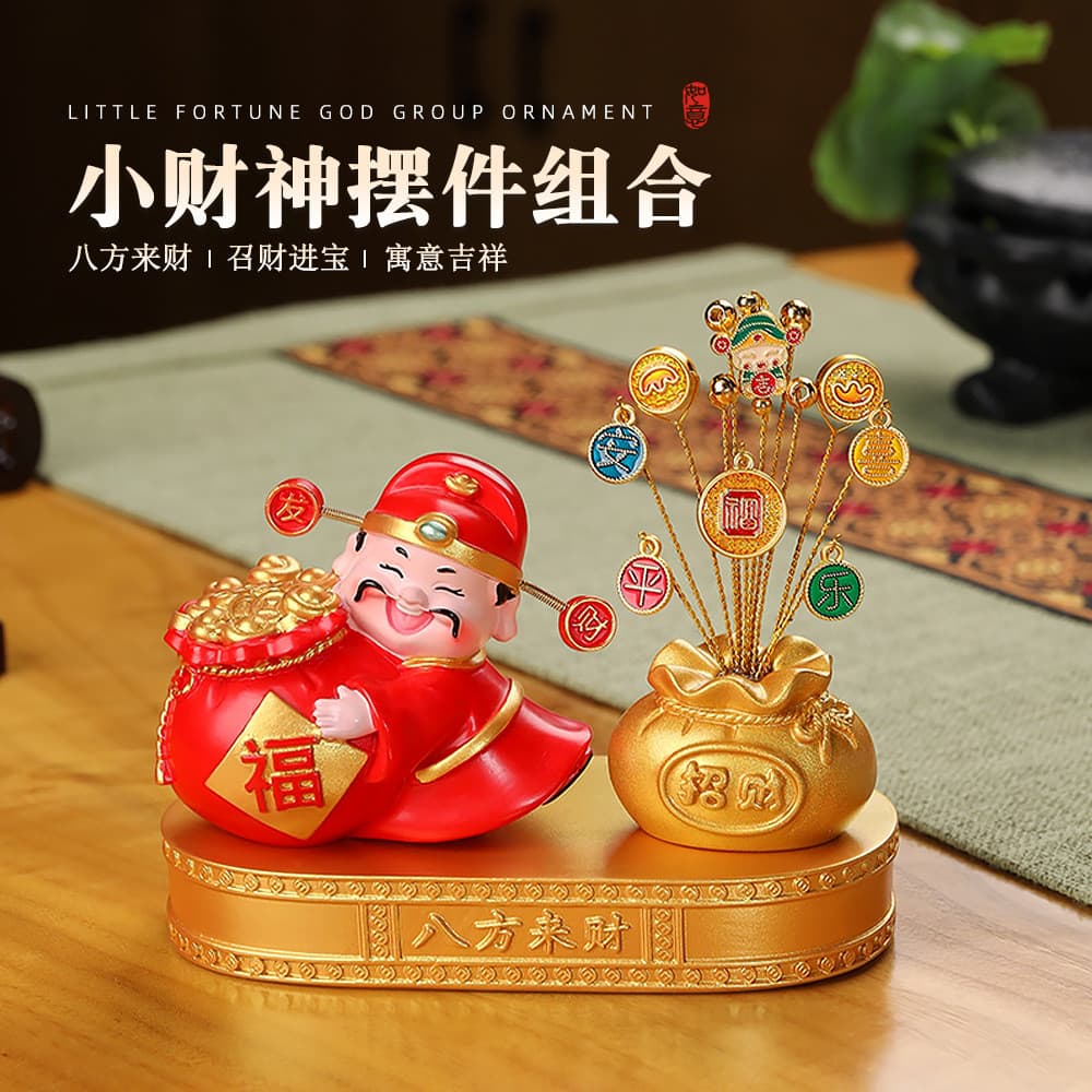 Deus da riqueza decorações de casa chinesa resina artesanato deus da riqueza decoração sala estar prosperidade decoração