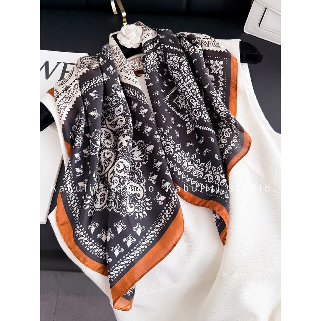 Estilo étnico Retro pequeno lenço quadrado lenço de seda feminino pescoço proteção pescoço cachecol pescoço combinando c