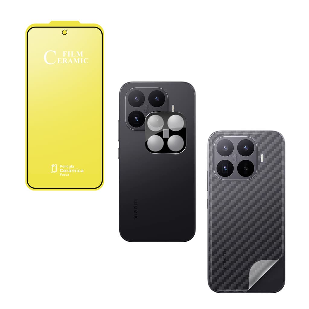 Película Cerâmica Fosca + Película Câmera Vidro + Película Traseira Carbono Para Xiaomi 17T 5G
