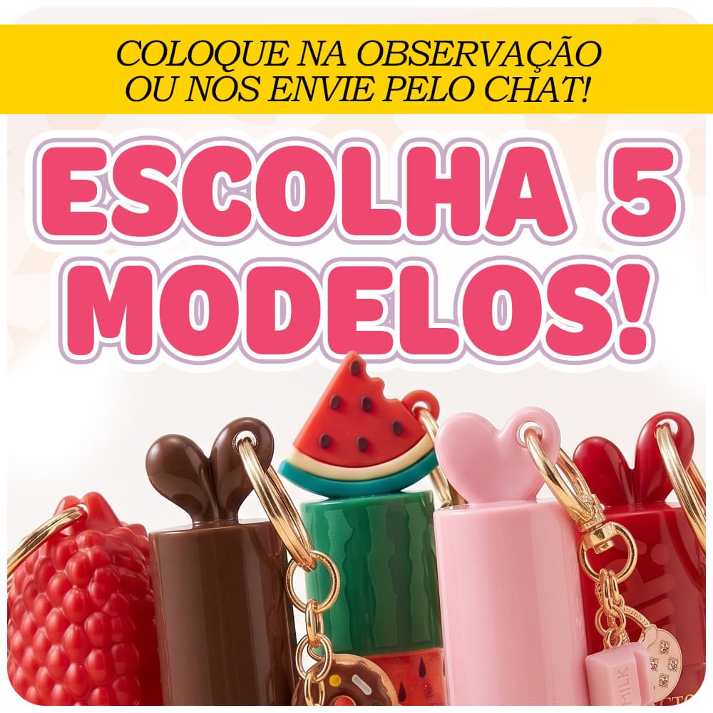 5 Gloss Labial Chaveiro Lip Oil Hidratante com Brilho Modelos Variados Infantil e Adulto