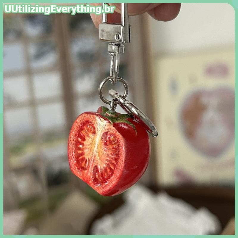 Chaveiro De Tomate Meio Corte UUTIL 3D , Pingente De Frutas De Plástico Para Bolsa/Capa De Telefone , Presente Fofo