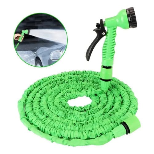 Mangueira Retrátil Expansível 30m Verde com Pistola 7 Jatos Flexível para Jardim