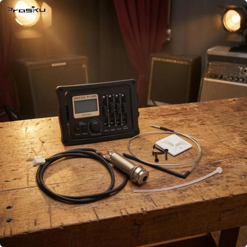 [stdzsw] Sistema De Amplificador Acústico Com Afinador Digital Kit De Captação Piezo EQ De 3 Bandas Para Guitarras Acúst