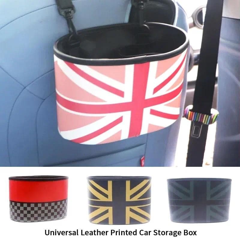 Lixeira Universal Para Carro , Balde De Armazenamento Impresso Em Couro , Pendurado Multifuncional MINI Caixa De Acessór