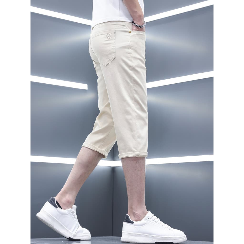 2026 novo estilo calças cortadas Shorts Jeans masculinos calças cáqui 7 pontos Jeans masculino verão estilo fino
