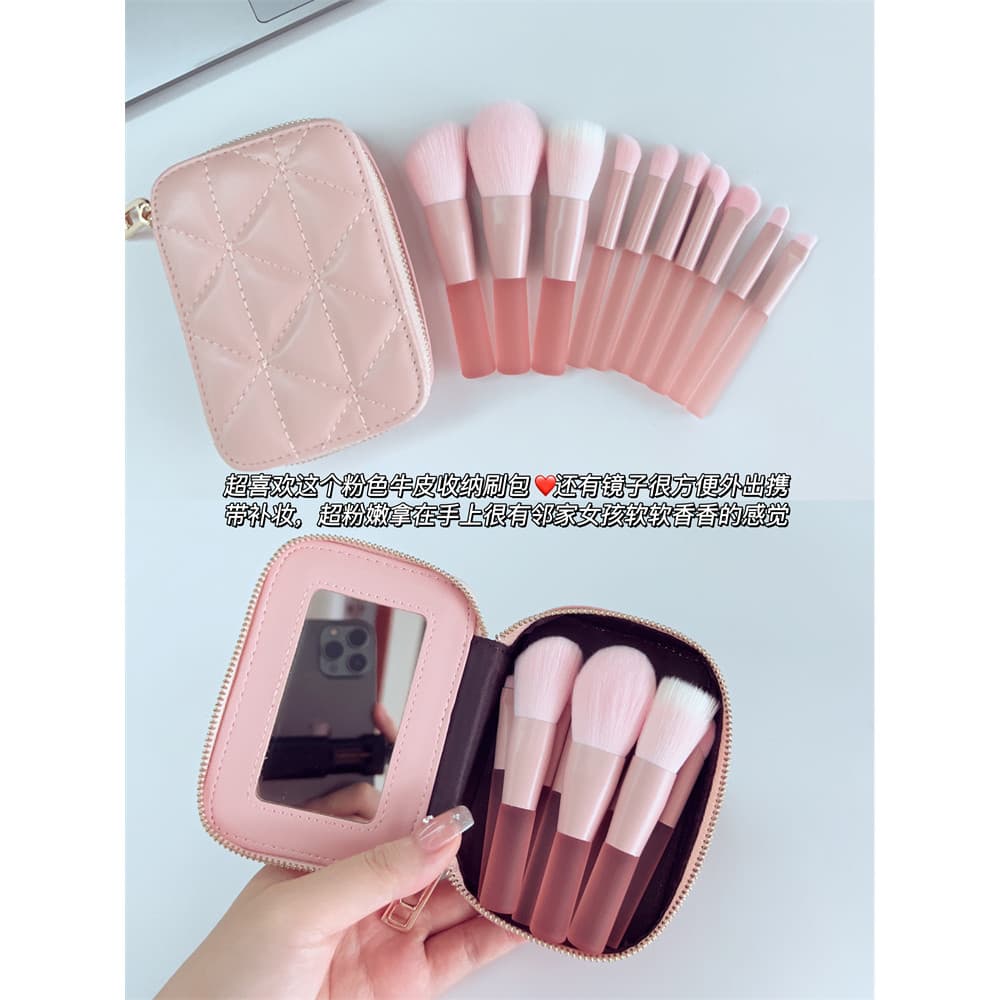 Conjunto de Mini pincéis Super macios, flor de cerejeira, rosa, cabo curto, portátil, Blush, contorno, sombra, pacote co