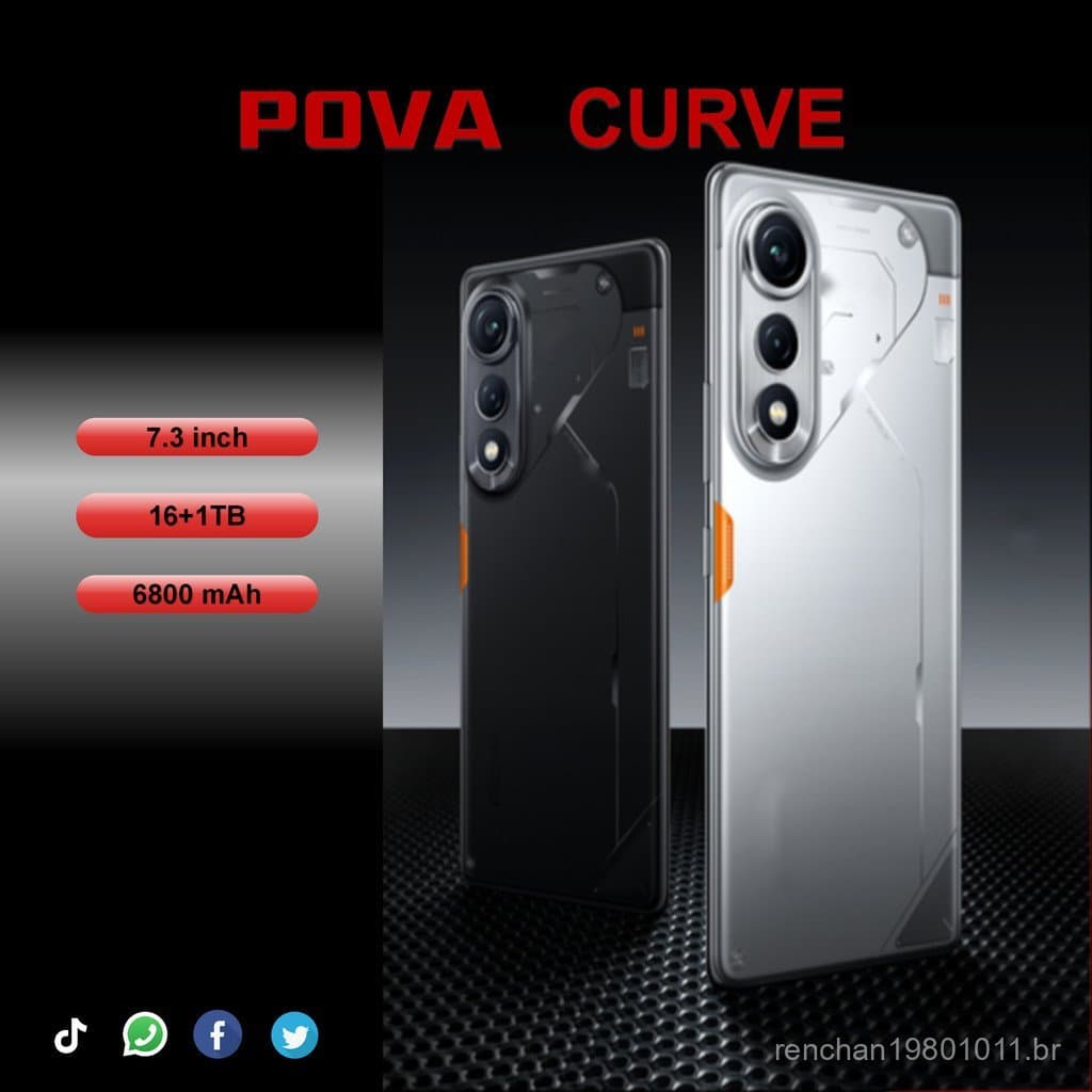 POVA CURVE, o smartphone Android 4G mais vendido no e-commerce transfronteiriço, em estoque, novo modelo com 16+1TB de a