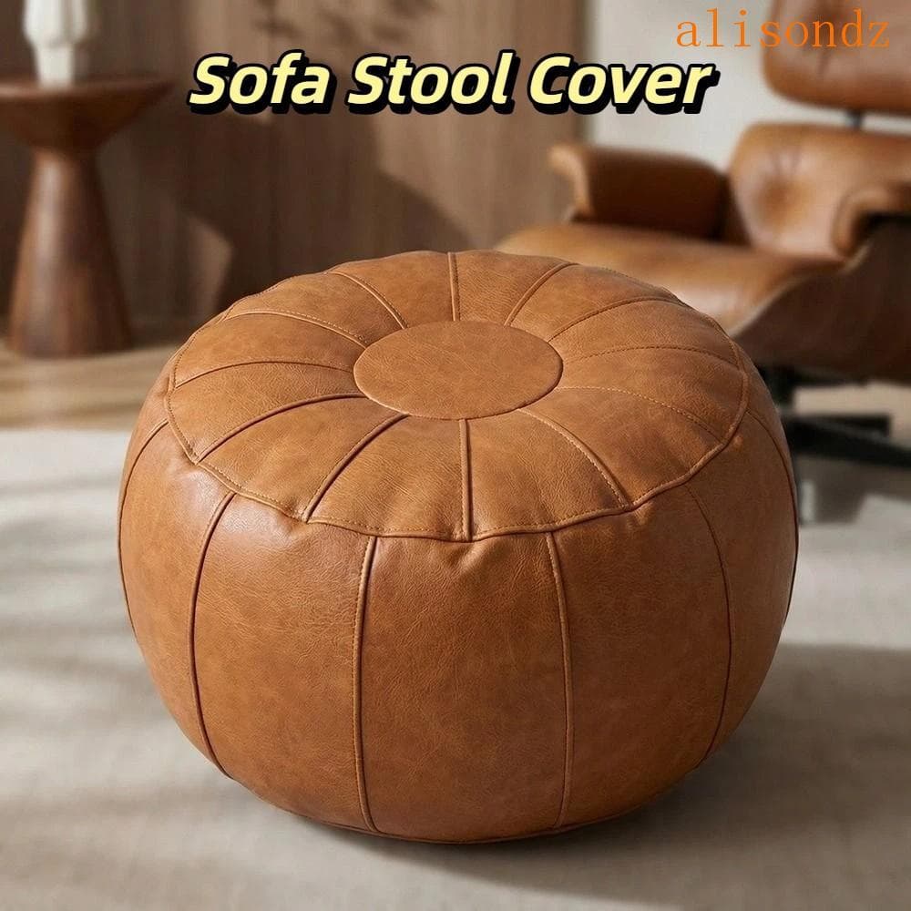 ALISOND1 Capa De Pufe De Abóbora , Almofada Redonda De Couro Sintético , Bolsa De Armazenamento Minimalista De Grande Ca