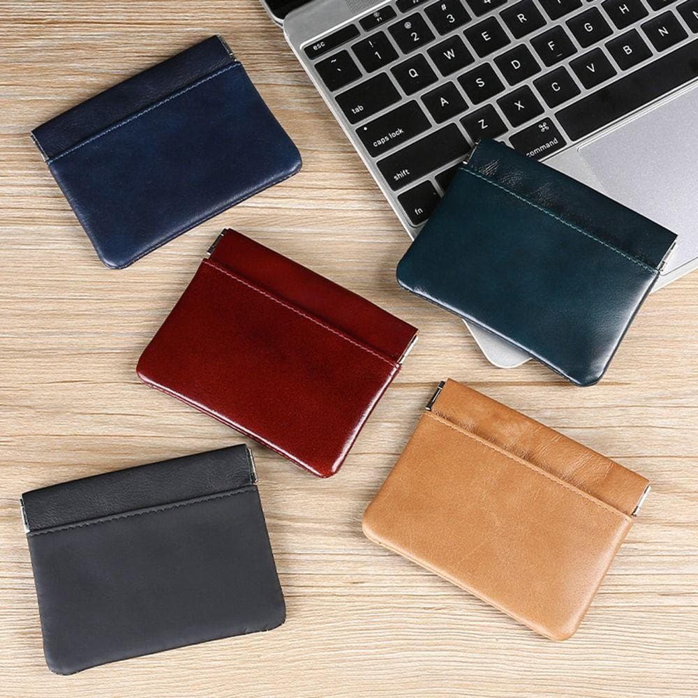 Porta-cartões, carteira masculina de couro macio com acabamento brilhante, porta-cartões multifuncional.