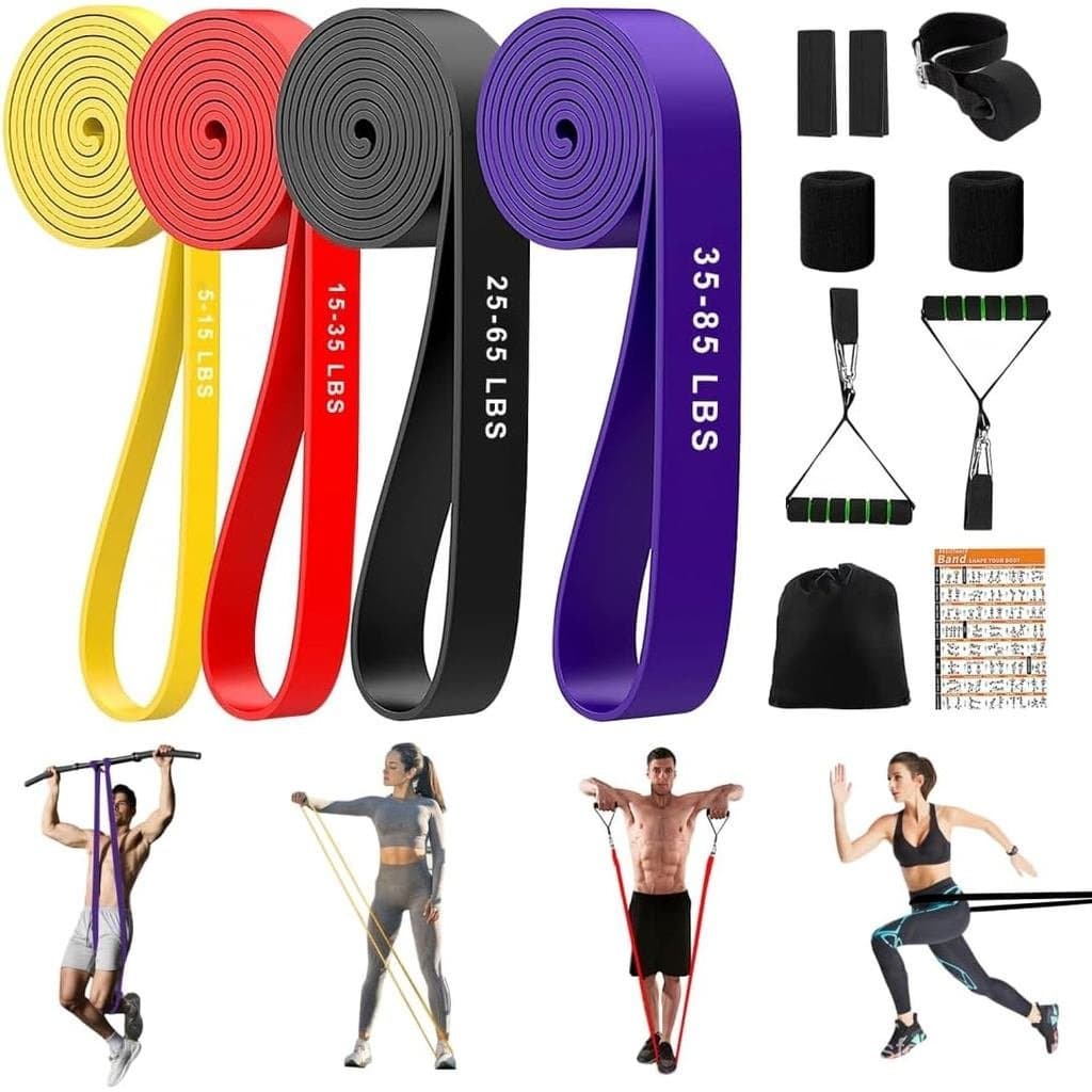 Faixas de resistência elásticas para treinamento muscular, 4 níveis de resistência diferentes, adequadas para treinament