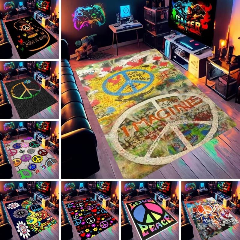 Sinal De Paz Colorido Personalizado Tapete Não-Derramamento Presente À Prova D'água Para Banheiro Quarto Sofá