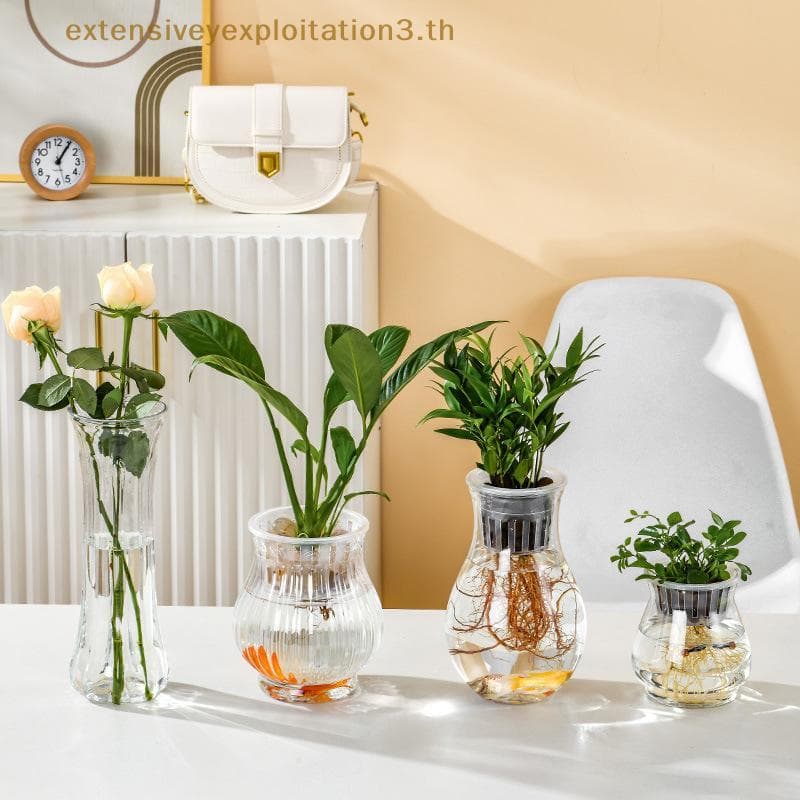 Casa EE Mini Vaso De Flores Hidropônico Tanque De Peixes Plástico Transparente Vasos De Plantas Sem Solo Planta Com Rega