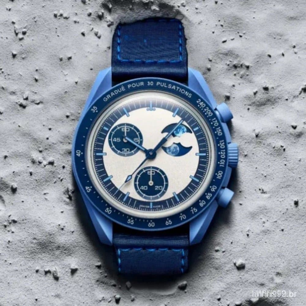 Relógio masculino de 42 mm, com caixa de plástico, cronógrafo desportivo, relógio de pulso elegante.