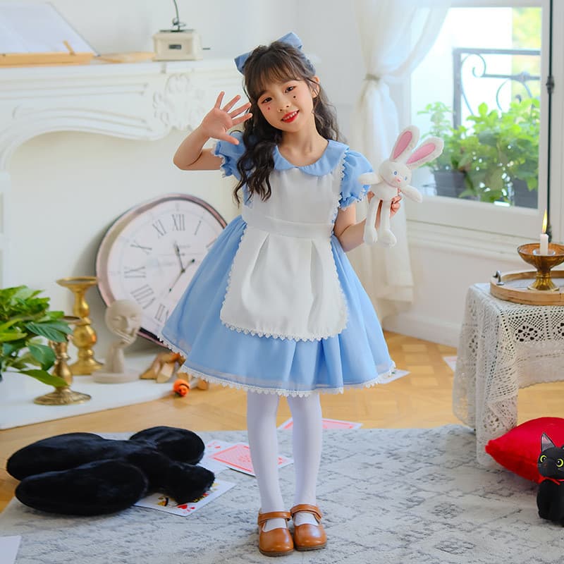 Meninas cos Alice empregada traje Sleepwalking no país das maravilhas roupas infantis Halloween crianças vestido de prin