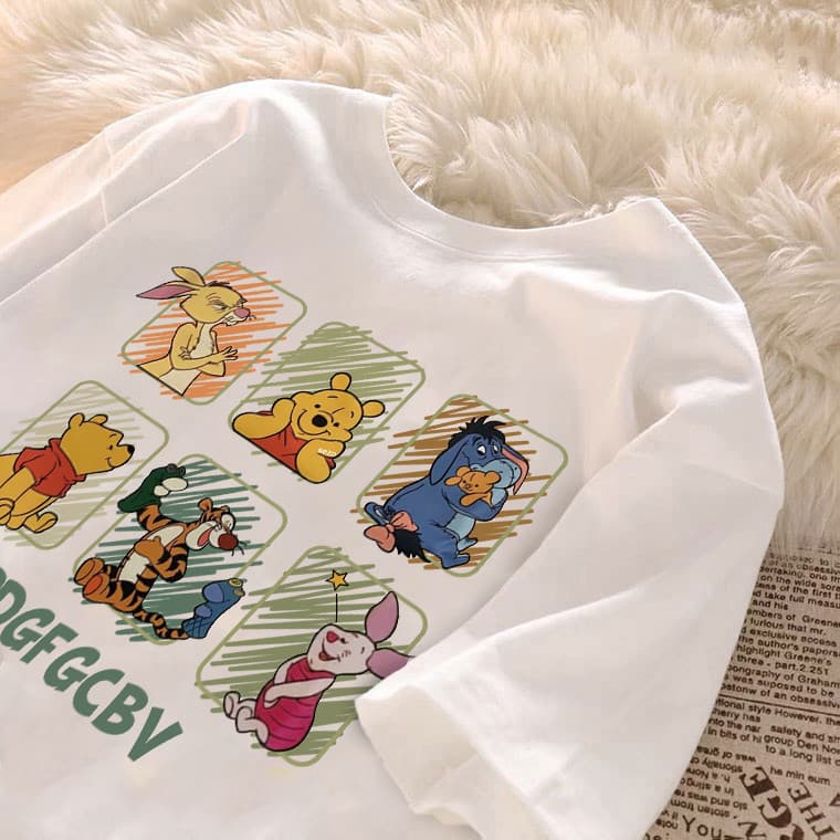 Camiseta Feminina Familia Ursinho Pooh Quadrinho Camisa Algodao Premium 30.1 Plus Size