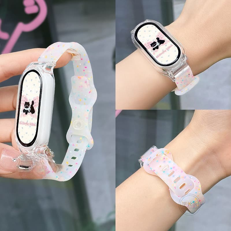 Pulseira de Silicone Transparente para XIAOMI Smart Band 10 9 8 7 Pulseira Inteligente Respirável para Xiaomi Mi Band 5