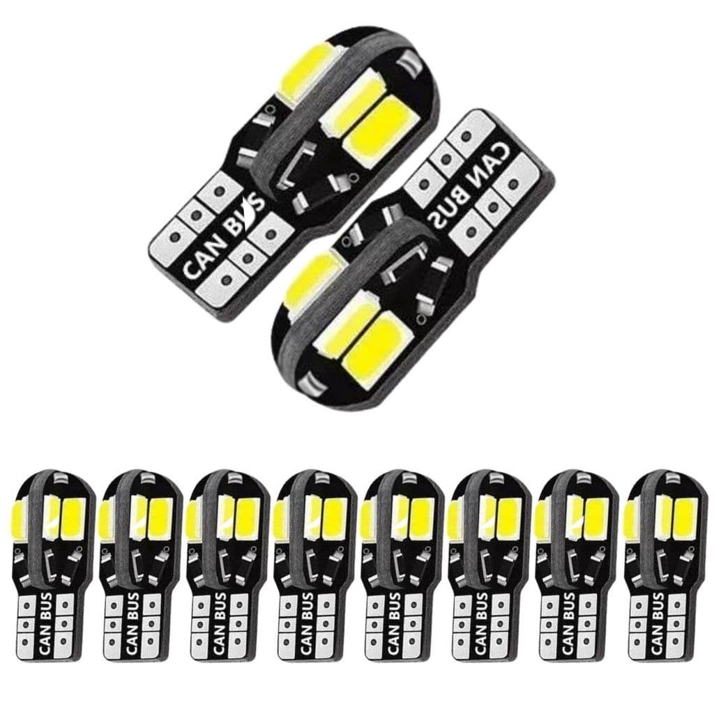 KIT 10 LAMPADA T10 CAMBUS 8 LED CANCELLER W5W BRANCO 12V