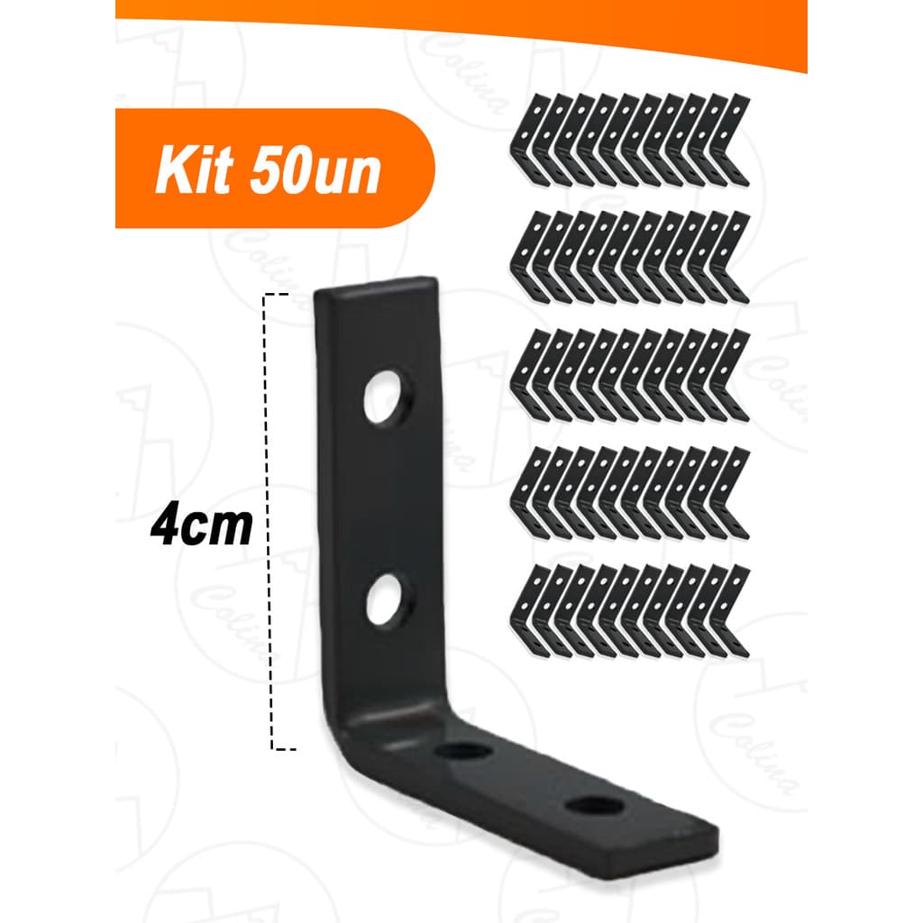 Kit 50 Cantoneiras 4cm Mão Francesa Para Moveis - Preto