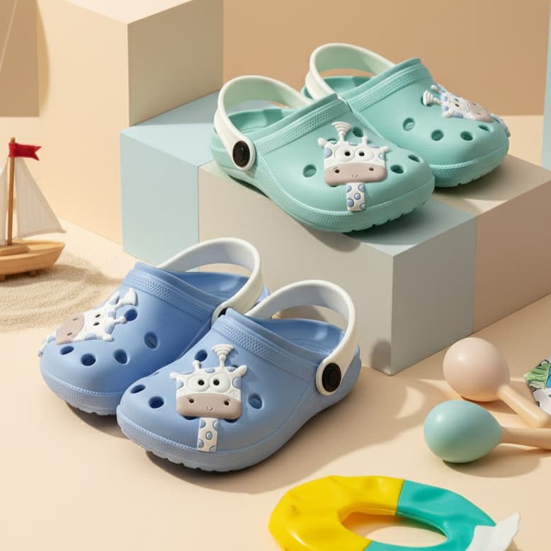 Sandália Papete Infatil Para Meninas Com Desenhos Girafinha, Flexível, Leve e Prático - Nany kids