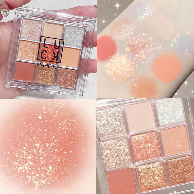 Paleta de sombras com Glitter transparente 9 palácio-textura fosca-paleta de sombras de maquiagem portátil-cosméticos ba