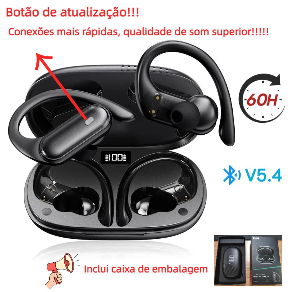 Fone de Ouvido Bluetooth TWS A520 - À Prova D'água, Estéreo, Esportivo, para Corrida e Ginástica