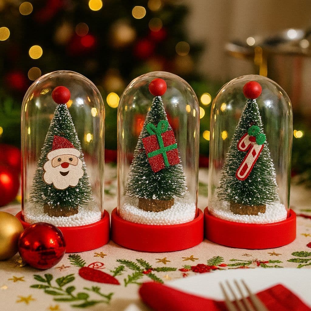 Luminaria Cúpula De Mesa Enfeite Arvore De Natal Papai Noel Luz LED Colorida