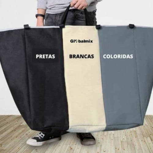 Cesto Roupas Multiuso 3 Compartimentos Plastico Resistente Organizador Lavanderia