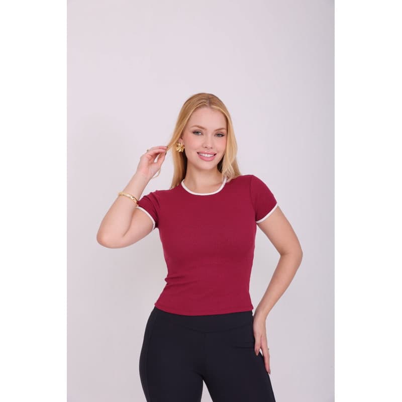 Camiseta Canelada Moda Feminina Toque macio