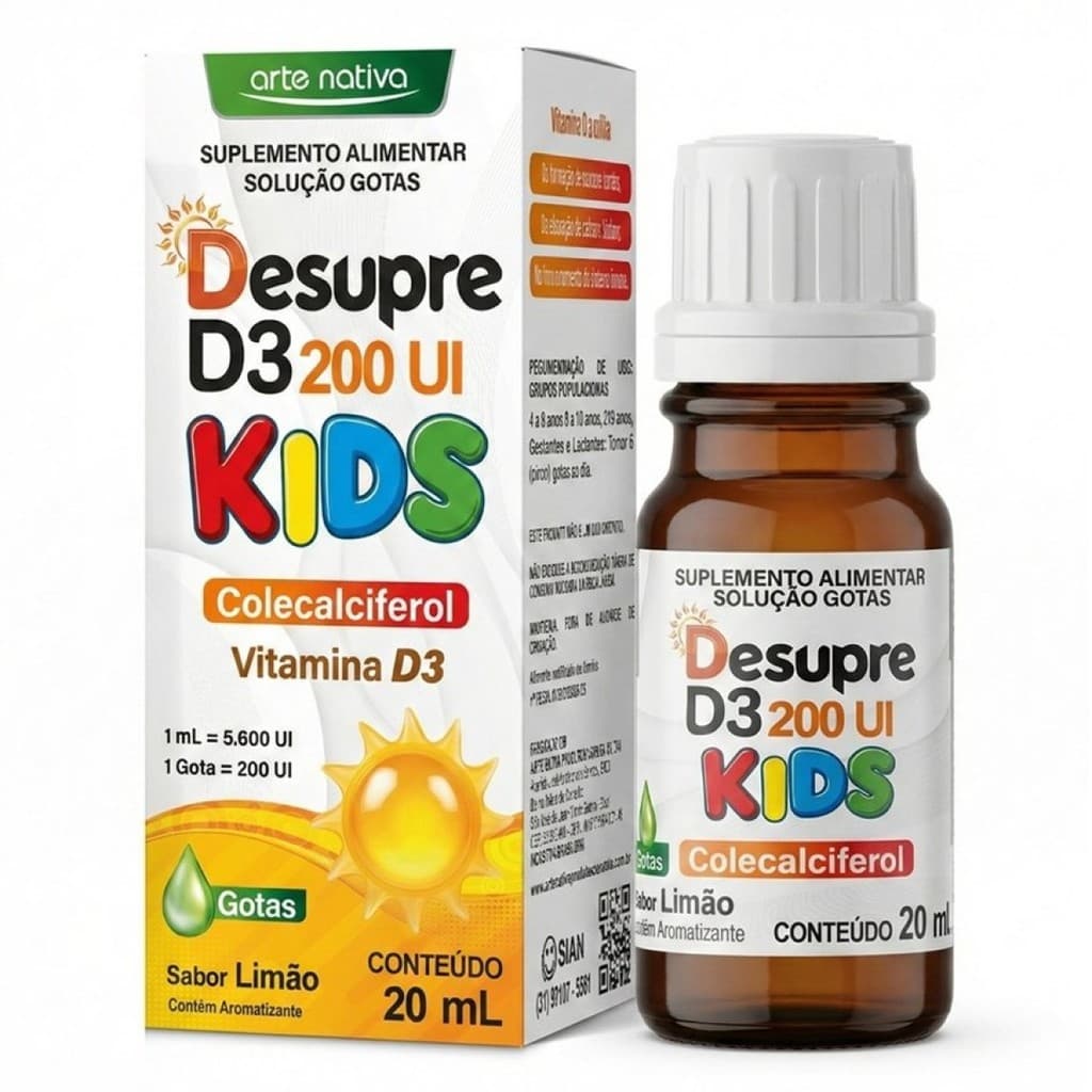 Desupre Kids Vitamina D 200Ui Sabor Limão 20ml - Arte Nativa