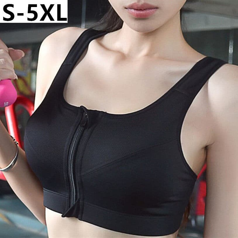 Moda athleisure Top fitness academia Top plus size esportivo Tamanho grande zíper frontal sutiã esportivo sem fio reunir