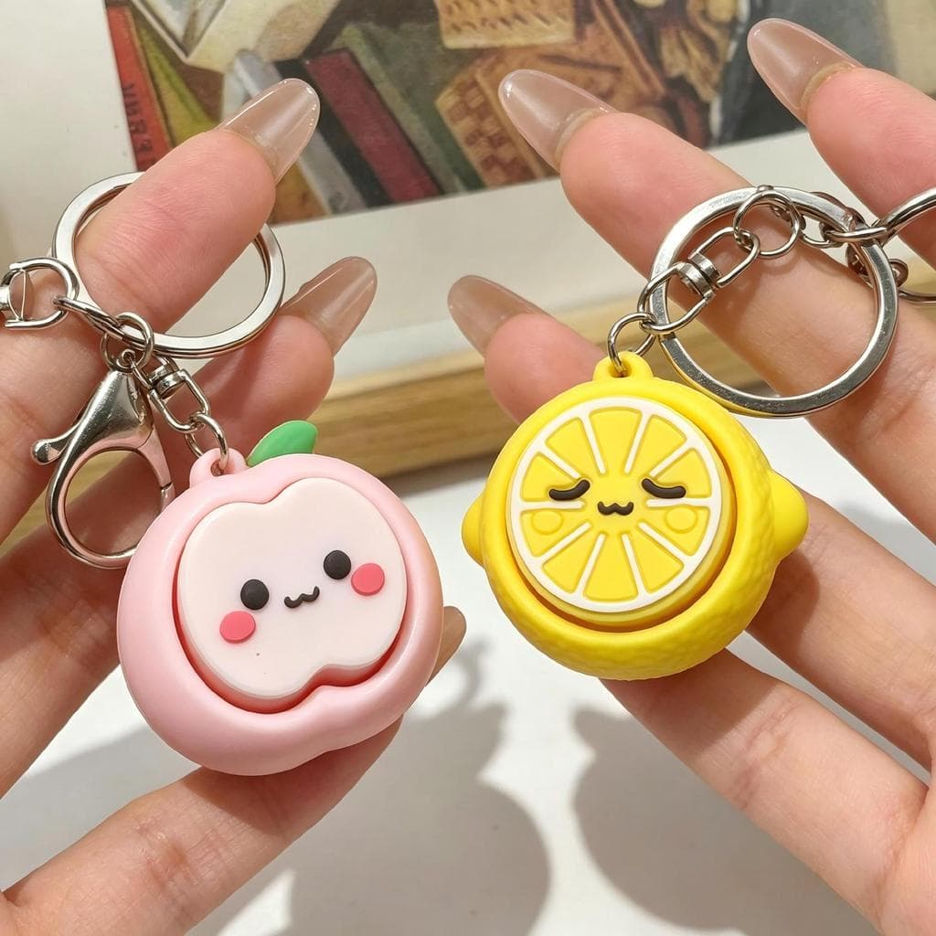 Charme De Chaveiro Com Botão Mole De Fruta Fofa | Pressável Alívio Do Estresse Saco De Frutas Pingente Mochila Decoração