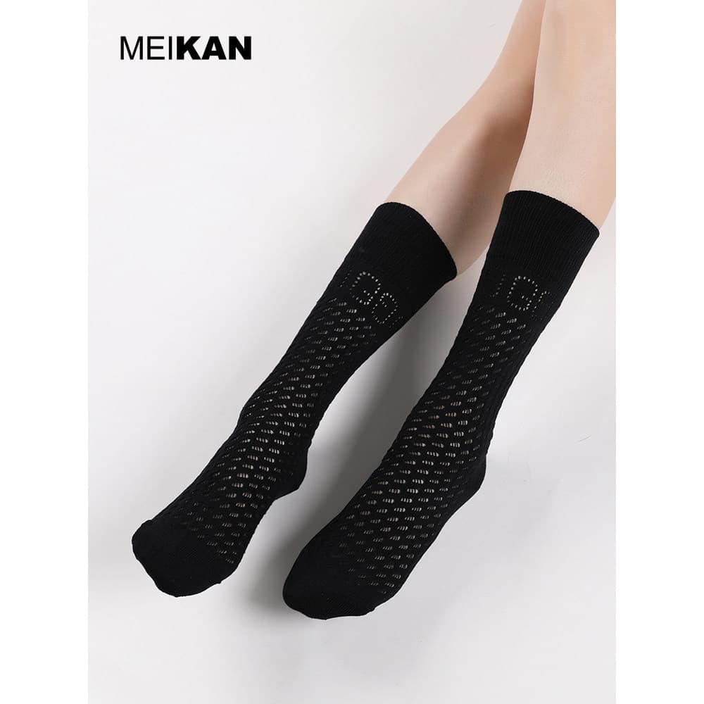 MEIKAN Meias de cano alto para uso externo, meias modernas de cano médio estilo influenciador, meias de pilha com letras