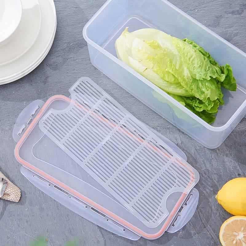 Novo estilo com tampa caixa de manutenção fresca dreno estreito caixa de armazenamento de frutas tira longa água peixe f