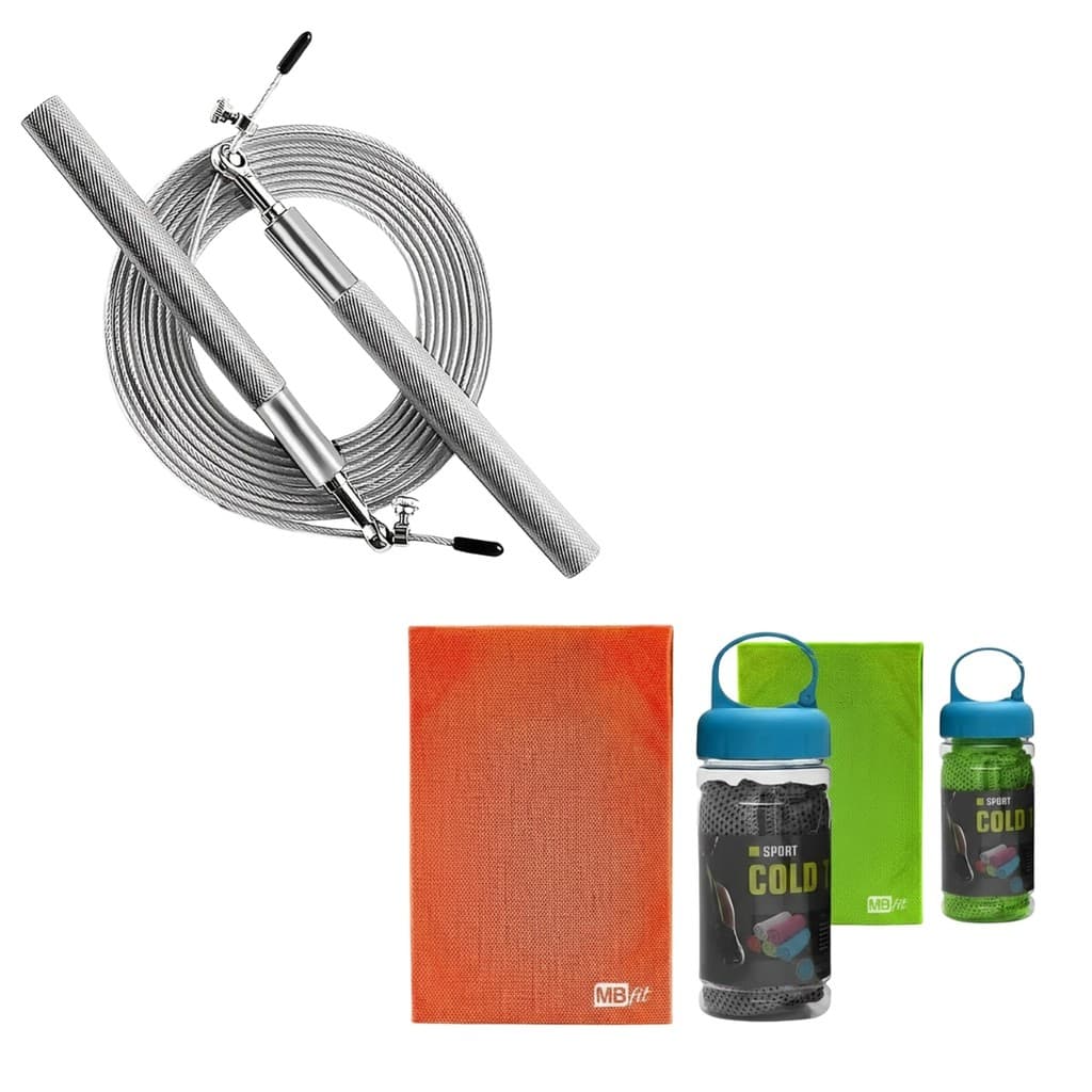 Kit Corda De Pular Aço Profissional Com 2 Toalhas Microfibra