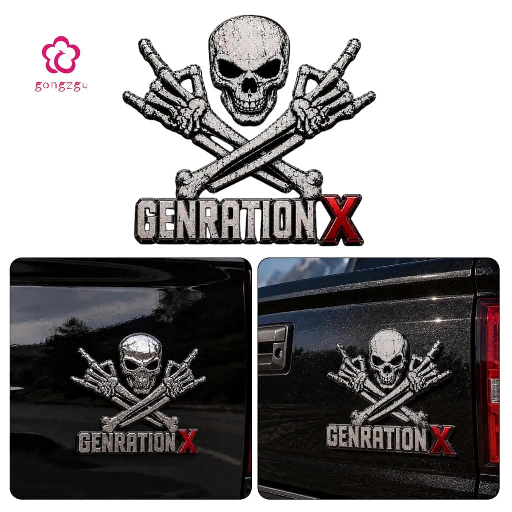 [gongzgu] Acessório Exclusivo Para Carro Emblema De Caveira De Metal 3D , Retrô À Prova D'água Da Geração X Com Logotipo
