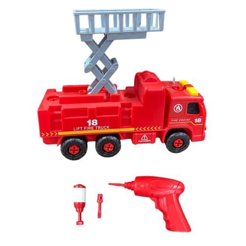 Caminhão Bombeiro Desmontável Parafusadeira Brinquedo Educativo Coordenação Criatividade Infantil