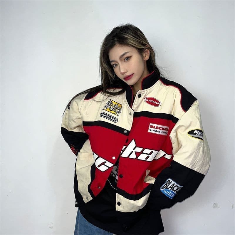 Nova Jaqueta de Motocicleta para Primavera, para Homens e Mulheres, Corte Solto Americano, Uniforme de Beisebol com Gola