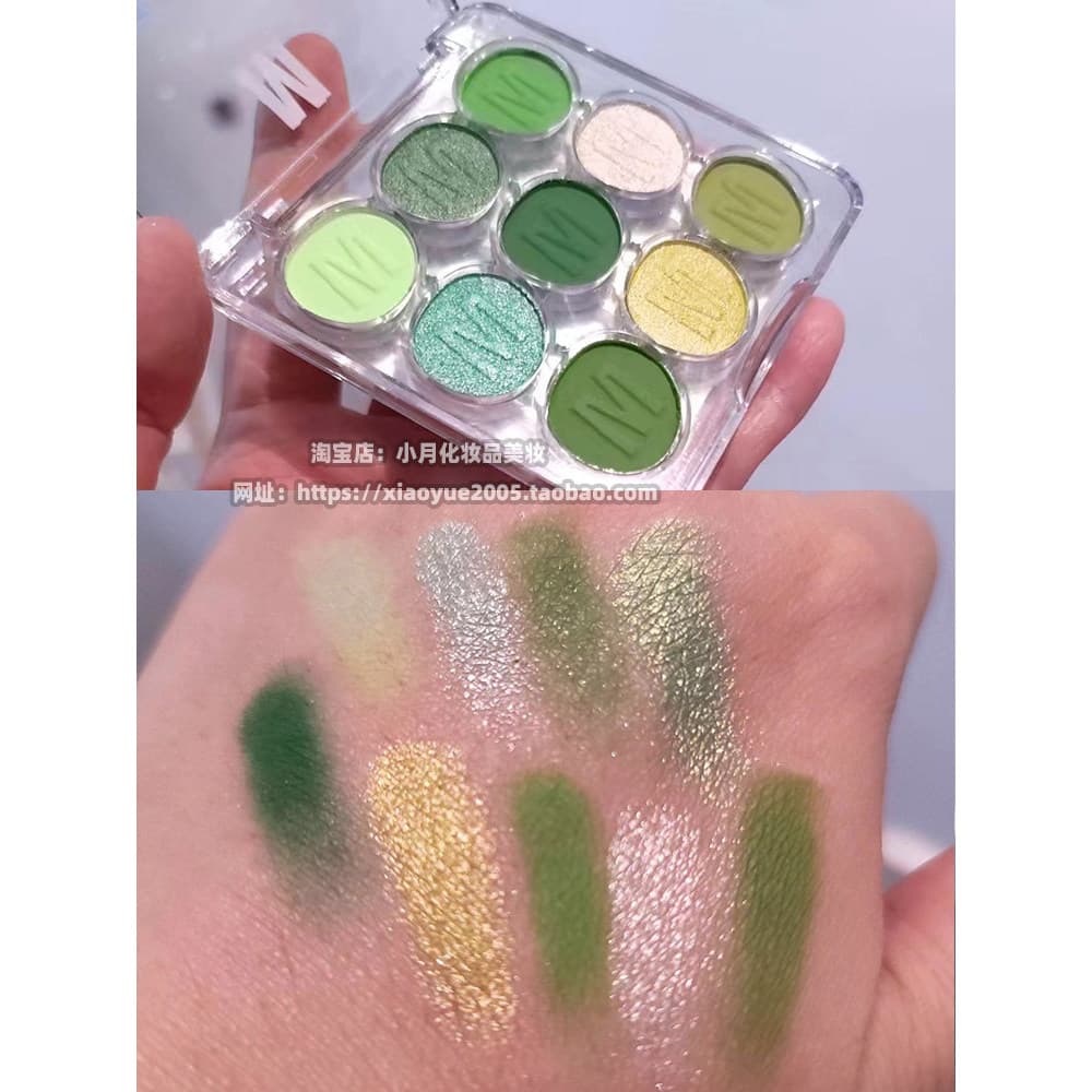 Paleta de sombras verde estudante palco maquiagem cor renderização hortelã verde verde escuro abacate grama verde luz ve