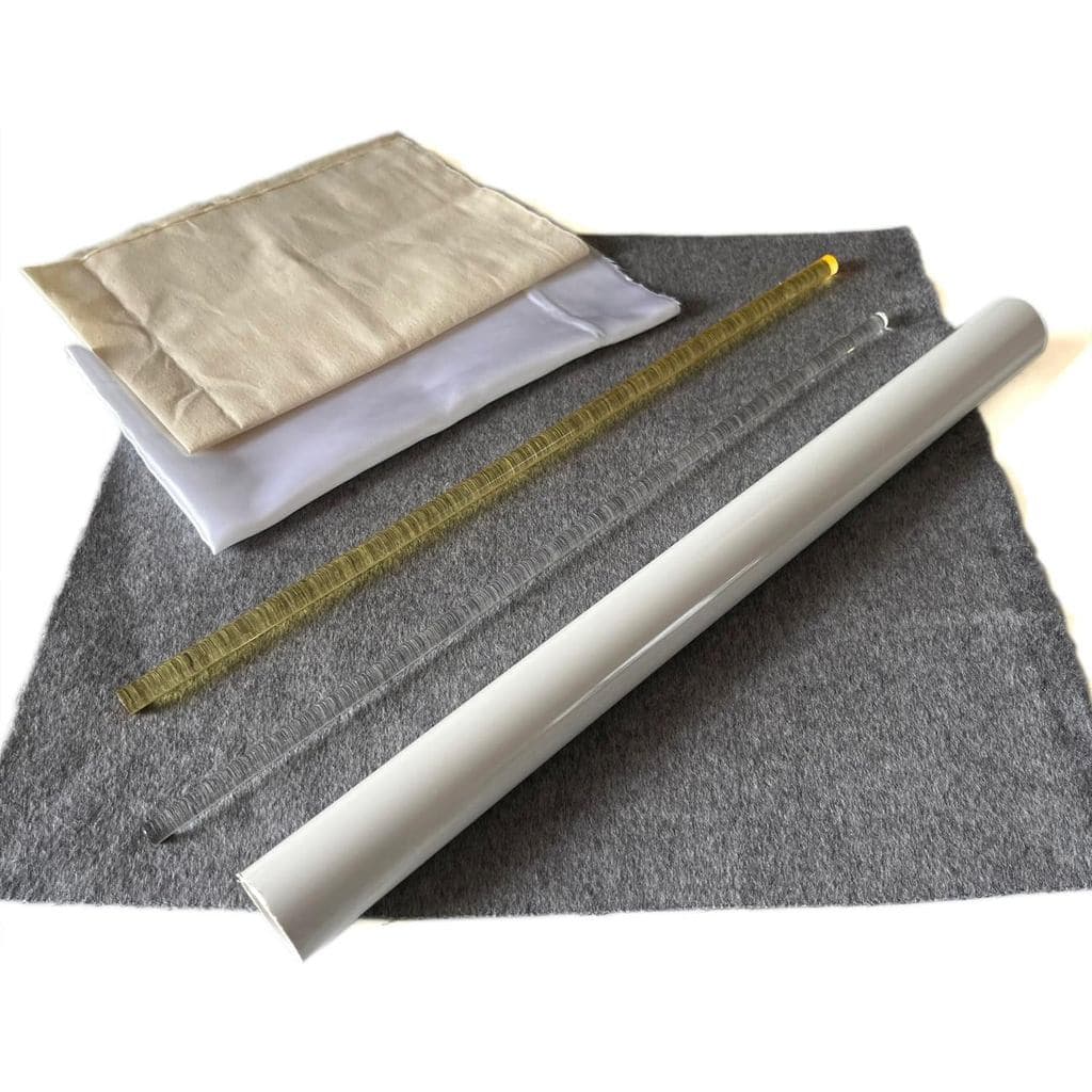 Kit de Hastes de Fricção Eletrostática: 3 Panos, 2 Hastes, 1 Tubo de PVC