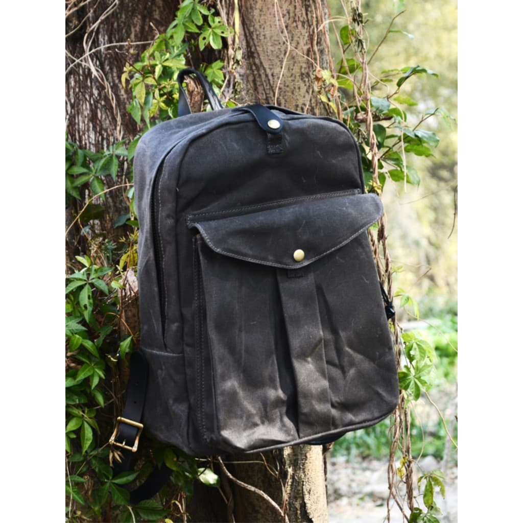 American Retro Heavy Oil Wax Canvas Mochila Unissex Computador Viagem Bolsa Escolar Mochila Cáqui