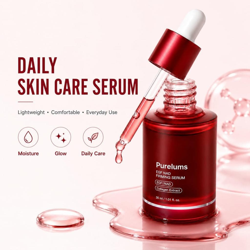 Purelums Sérum Firmador com Peptídeos e Vitamina C, Sérum Hidratante para Rosto e Pescoço, Fórmula Suavizante e Hidratan