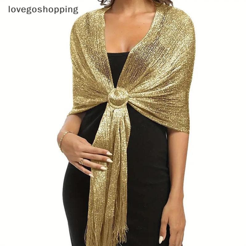 [lovego] Camisas Xale De Seda Dourada E Prateada Para Mulheres Lenço Plano Bola De Dama De Honra Da Noiva Manga Longa Fe