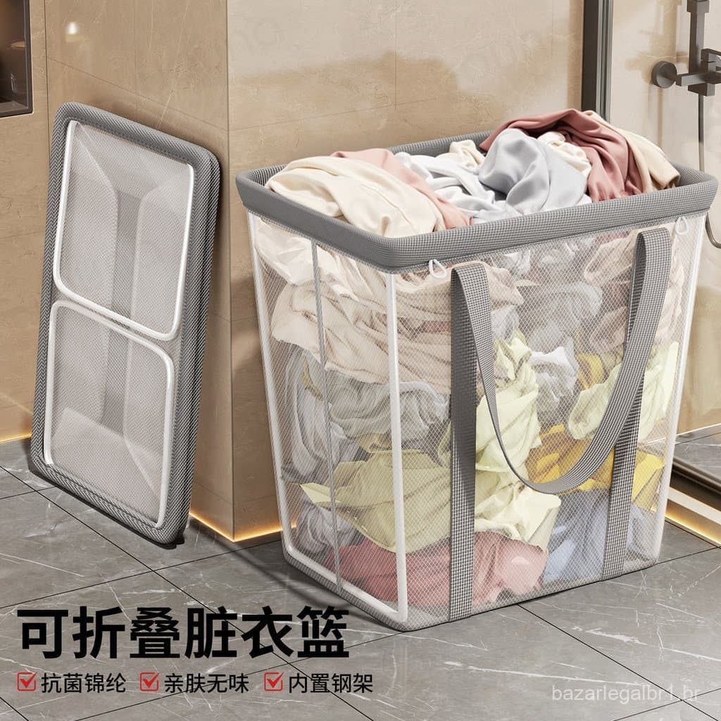 Cesto de armazenamento de roupas sujas para uso doméstico, cesto de roupa suja de grande capacidade, cesto de roupa dobr