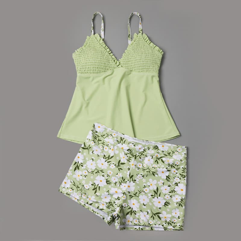 8818 comércio exterior feminino Split maiô Floral Suspender Boxer terno de duas peças adulto beira-mar praia férias S