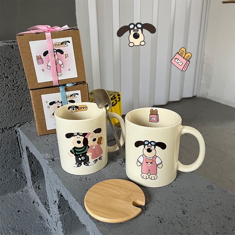 Designer cooperação Original Retro cão genuíno biscoito cão leite fufu cerâmica casal copo de água presente